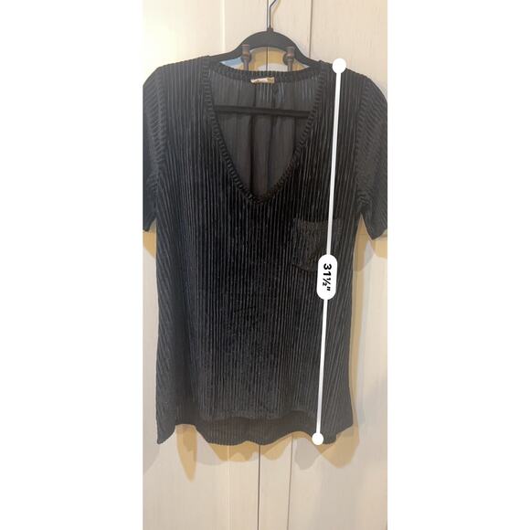 POL Black Striped Burnout Velour Tunic Top Dress Swimsuit Cover-Up Size Medium - Picture 9 of 10